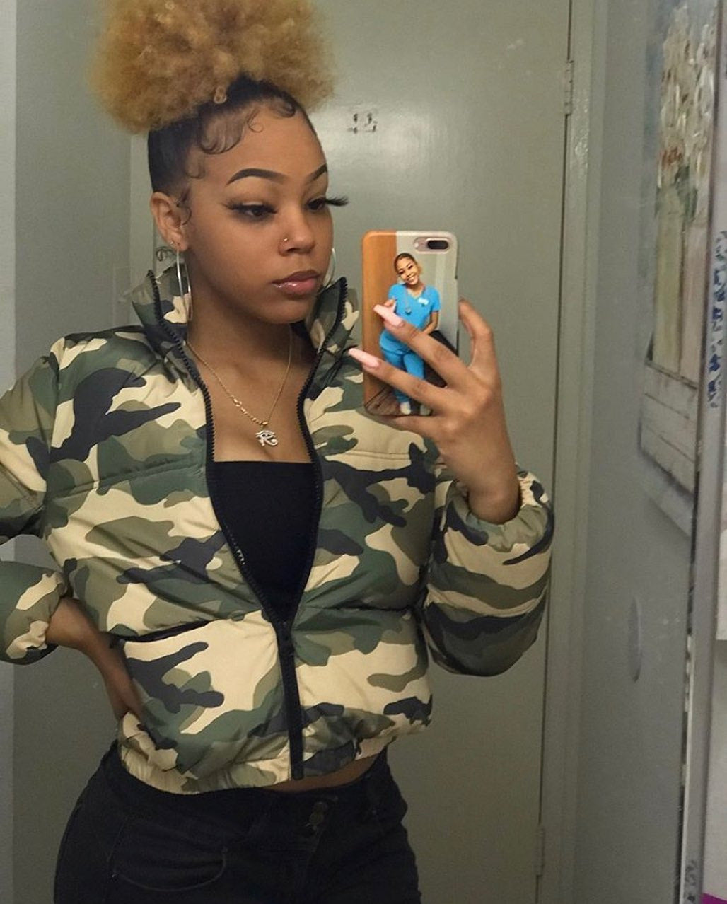 Stay Warm and Stylish with Our Army Green Camouflage Down Jacket