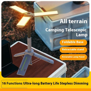 Illuminate Your Adventures with the Multifunctional Rechargeable Three-Leaf Camping Lantern