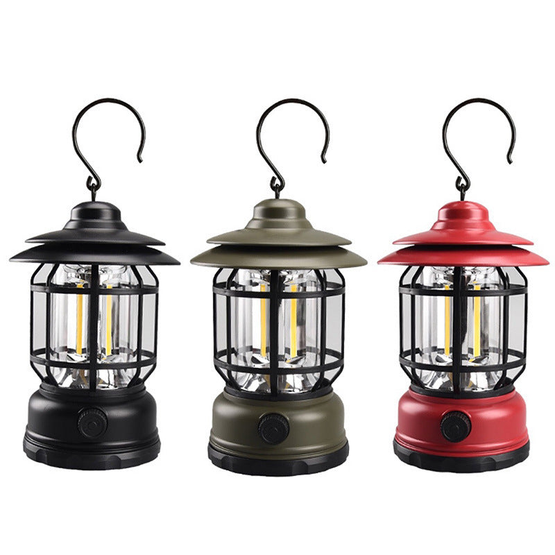 Retro Multi-Functional Outdoor Camping Lantern With Warm Light