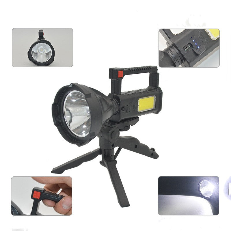Outdoor Camping Flashlight with Bracket and COB Searchlight