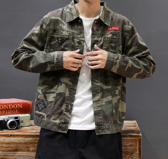 Men’s Fashion Camouflage Polo Collar Jacket Stylish Wear