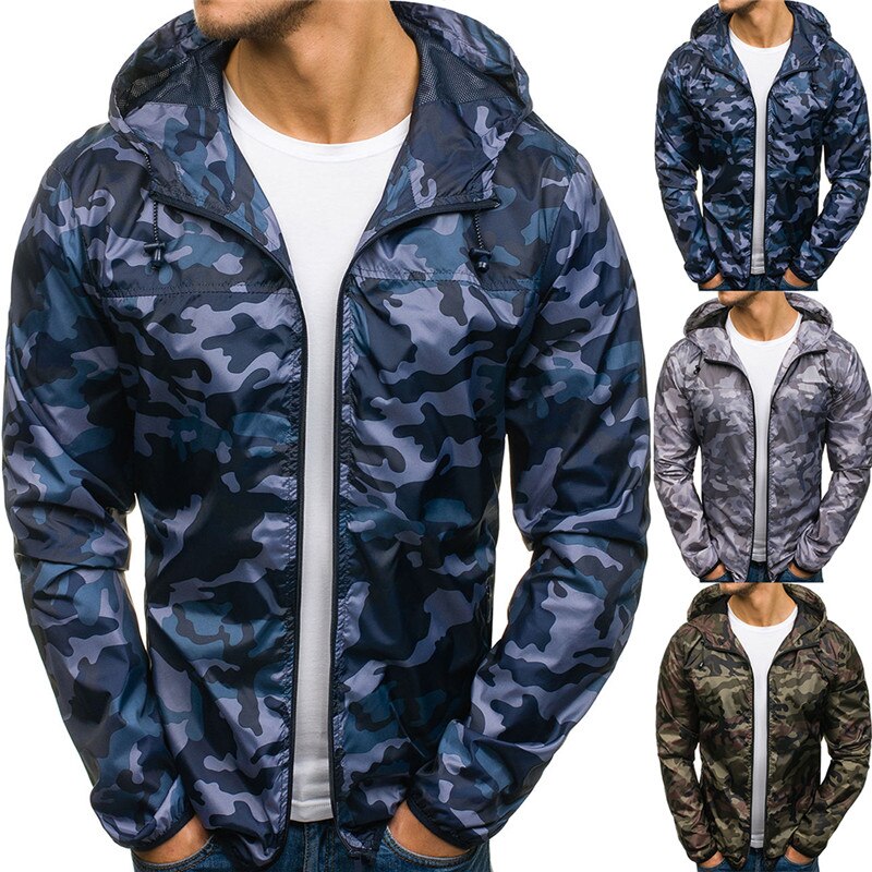 Hooded Long Sleeve Camouflage Jacket Casual Wear