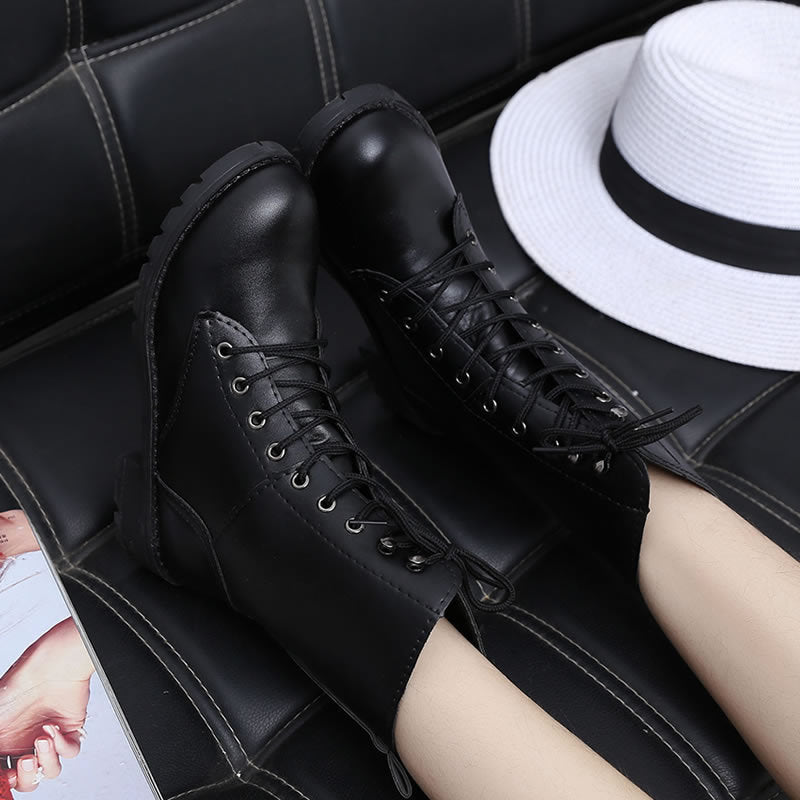 Women Leather Martin Motorcycle Military Boots