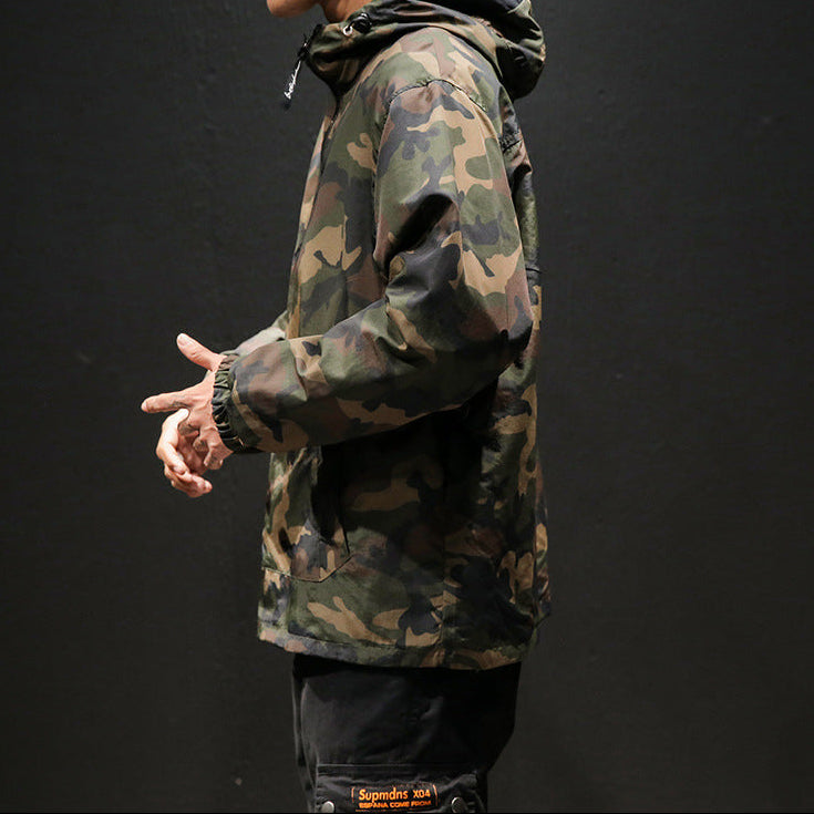 Oversized Reversible Camouflage Hooded Jacket