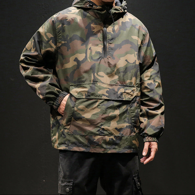 Oversized Reversible Camouflage Hooded Jacket