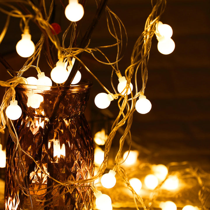 LED Lantern Ball String Lights With Flashing Star Bulbs
