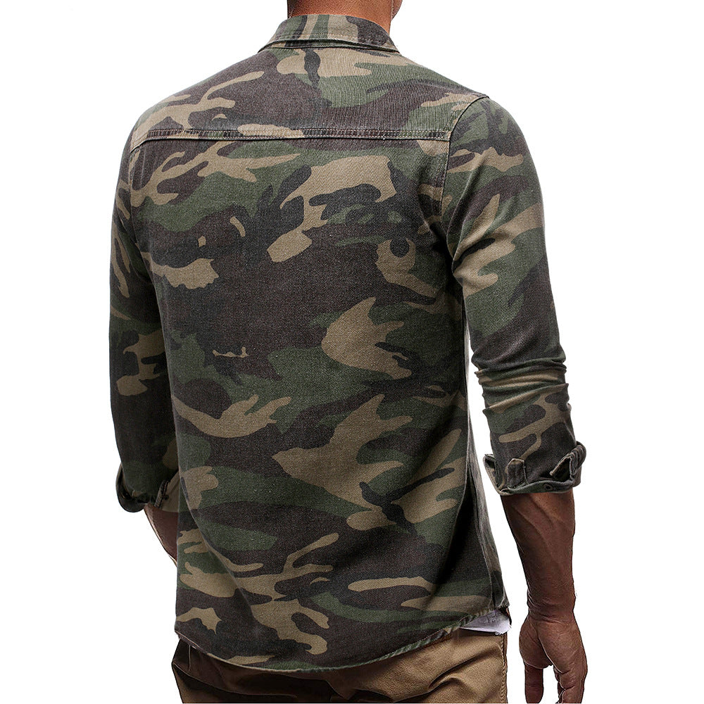 Long Sleeve Camouflage Denim Jacket Casual Wear