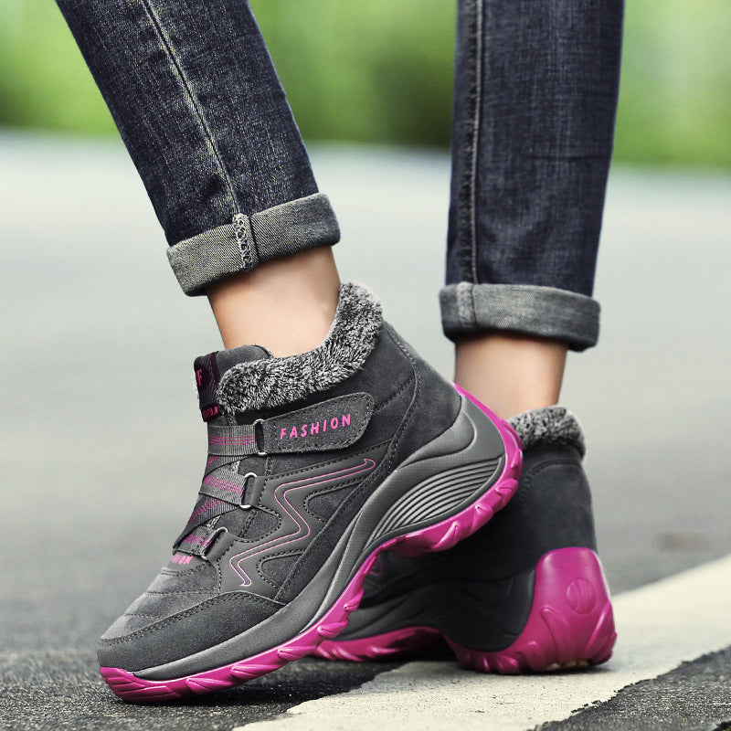 Women Leather Waterproof Hiking Shoes Non Slip Outdoor Boots