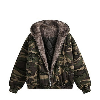 Women Hooded Camouflage Cotton Padded Jacket
