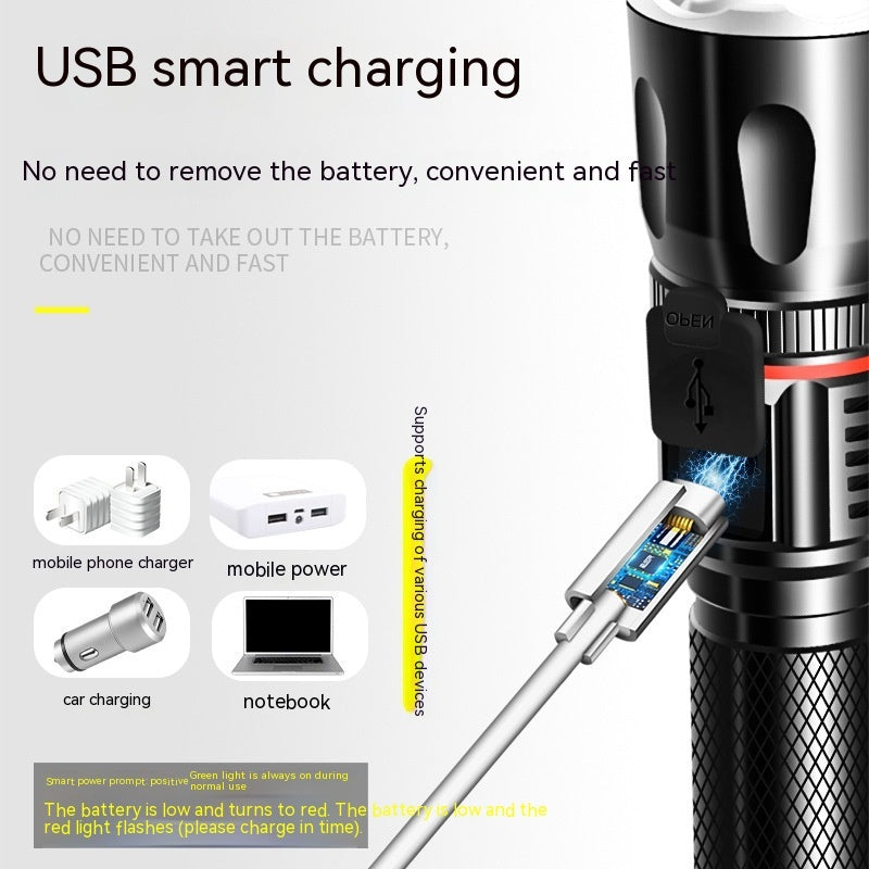 Telescopic T6 High-Power Outdoor Camping Flashlight