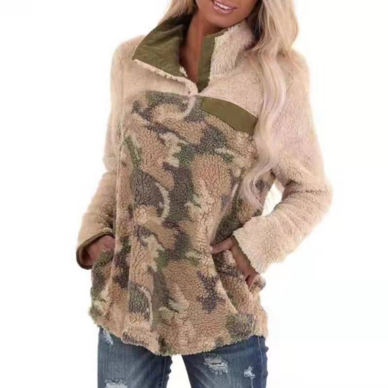 Camouflage Panelled Stand Collar Jacket Outdoor Coat
