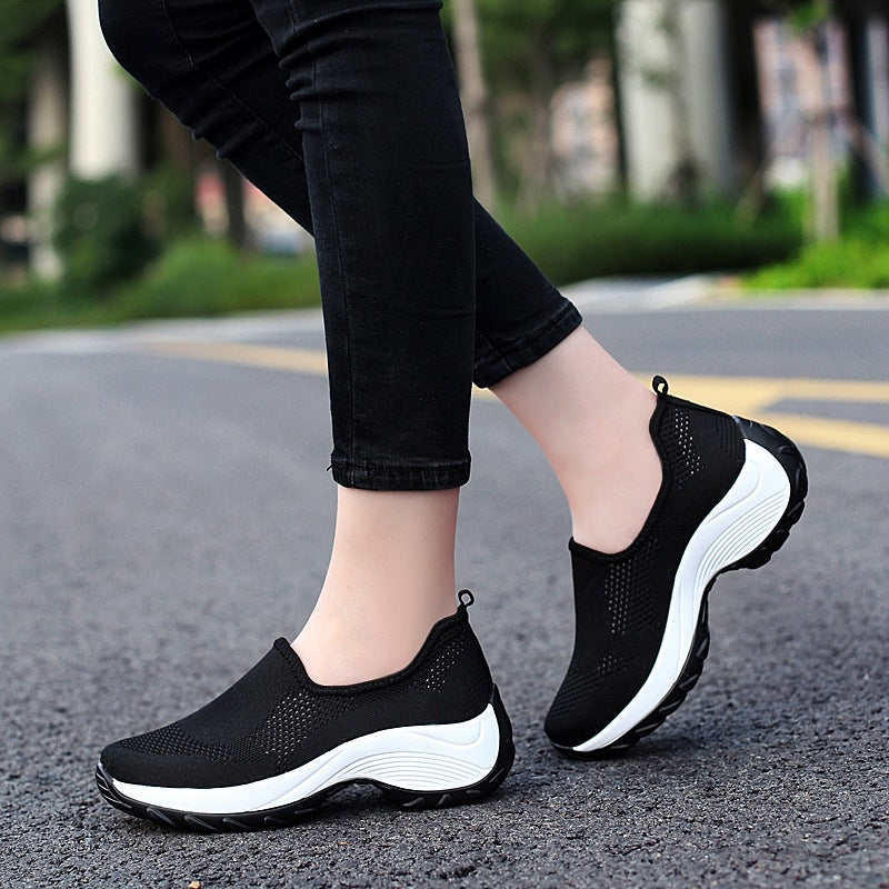 Women Slip On Thick Sole Casual Sneakers Outdoor Hiking Shoes
