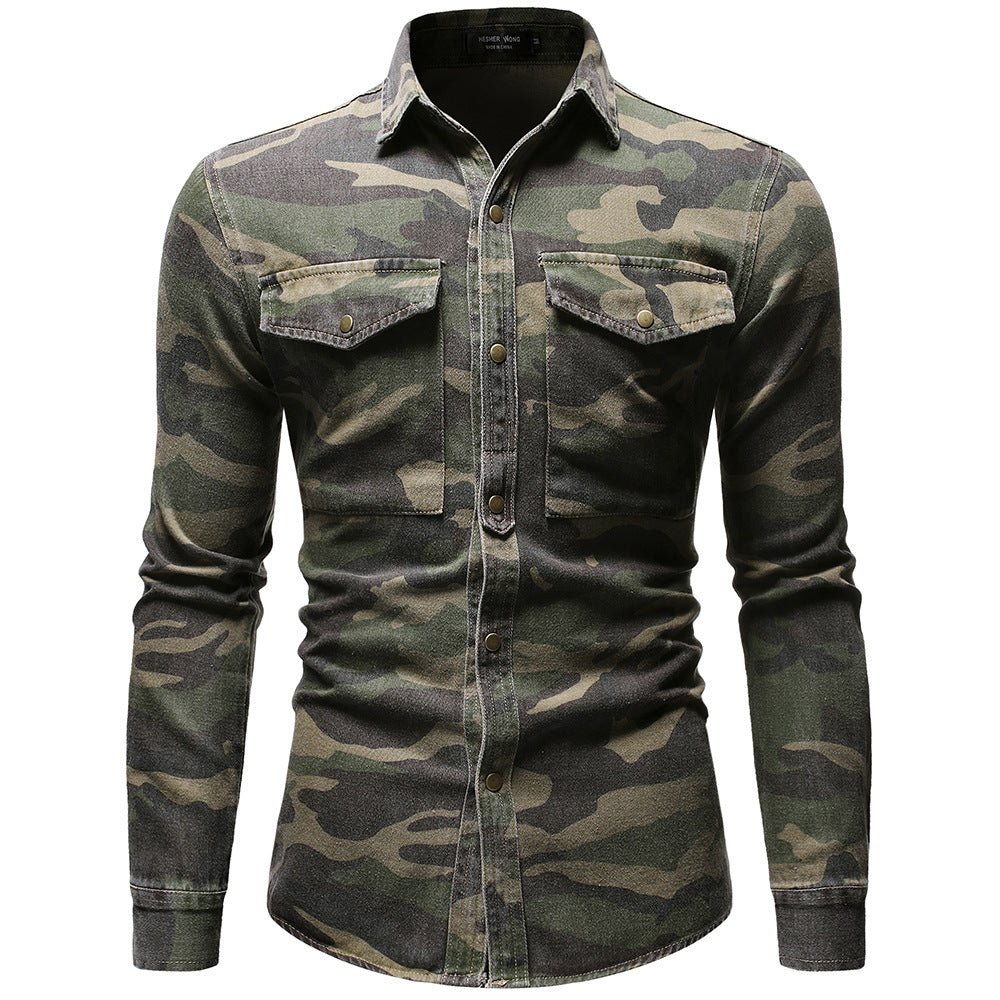 Long Sleeve Camouflage Denim Jacket Casual Wear