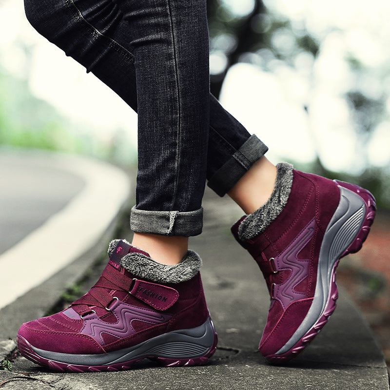 Women Leather Waterproof Hiking Shoes Non Slip Outdoor Boots