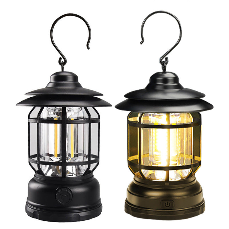 Retro Multi-Functional Outdoor Camping Lantern With Warm Light