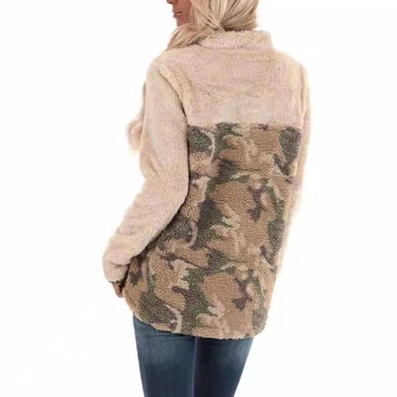 Camouflage Panelled Stand Collar Jacket Outdoor Coat