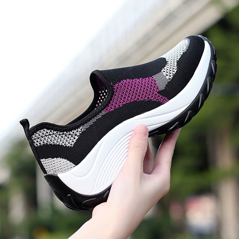 Women Slip On Thick Sole Casual Sneakers Outdoor Hiking Shoes