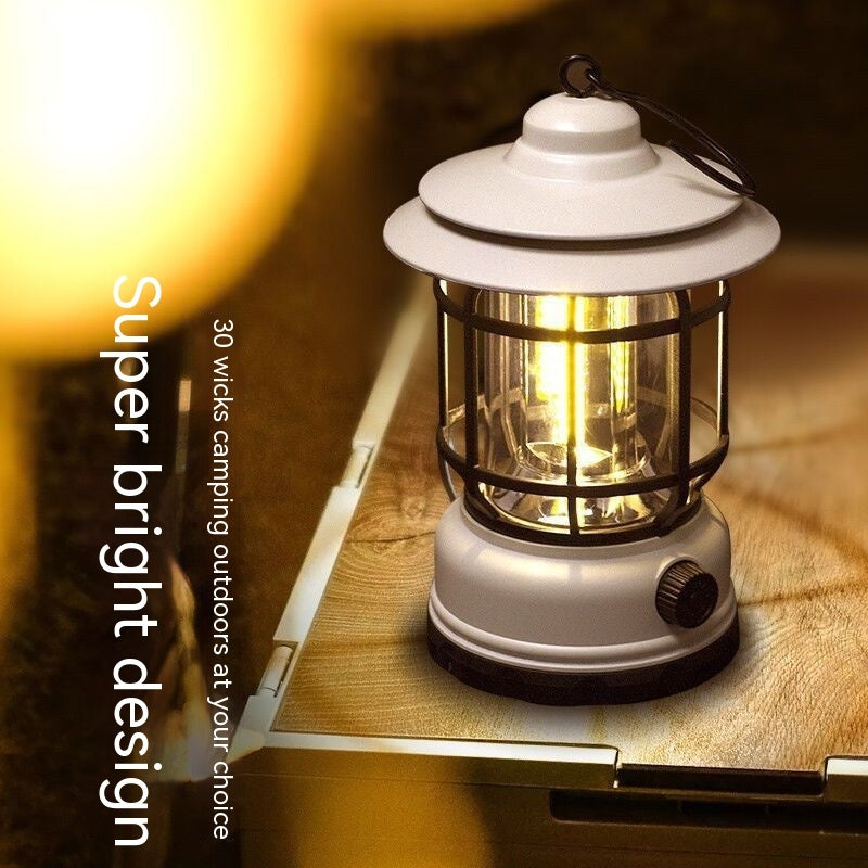 Retro Multi-Functional Outdoor Camping Lantern With Warm Light
