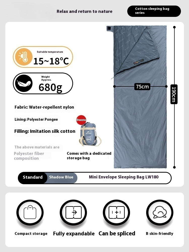 Summer Envelope Sleeping Bag Portable Camping Quilt