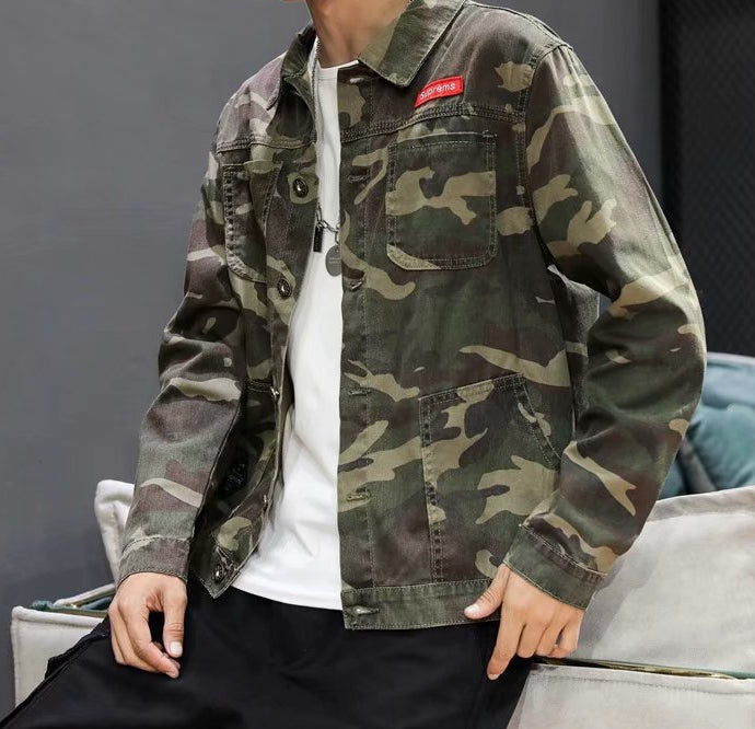 Men’s Fashion Camouflage Polo Collar Jacket Stylish Wear