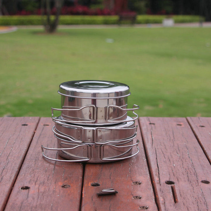 Portable Stainless Steel Camping Cookware Set