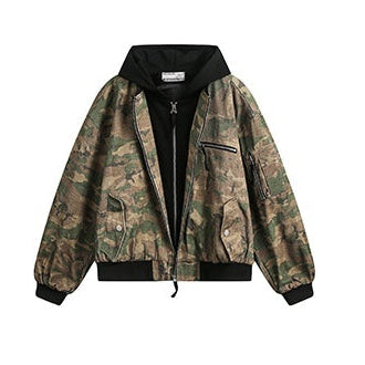 Women Retro Camouflage Loose Workwear Jacket Coat