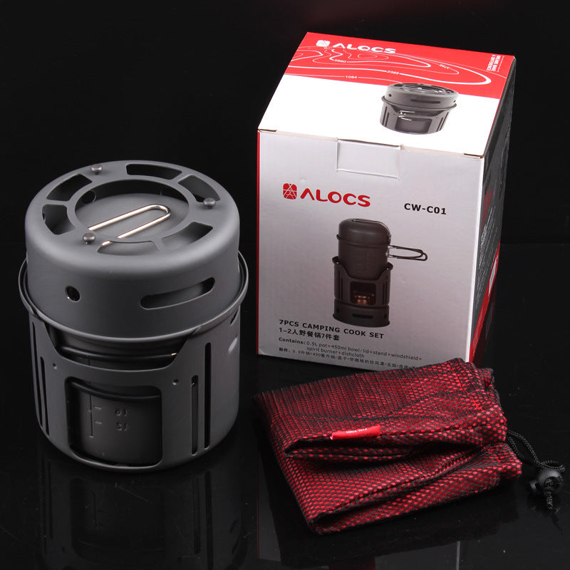 Aluminium Alloy 7-Piece Portable Camping Cookware Set for 1–2 People