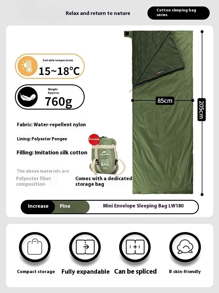 Summer Envelope Sleeping Bag Portable Camping Quilt