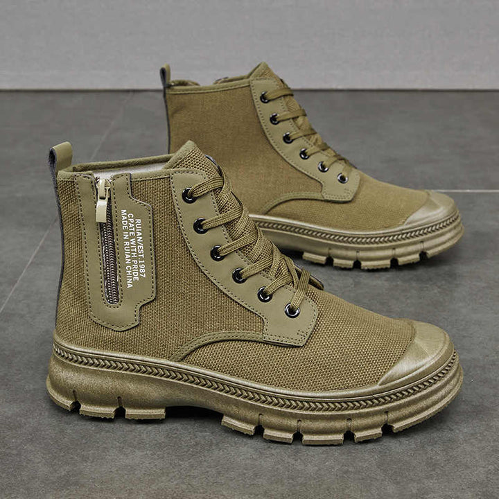 Men’s High-Top Hiking Boots Side Zipper Work Shoes