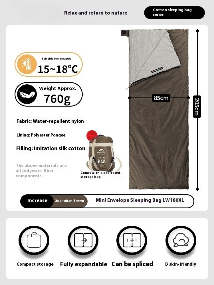 Summer Envelope Sleeping Bag Portable Camping Quilt