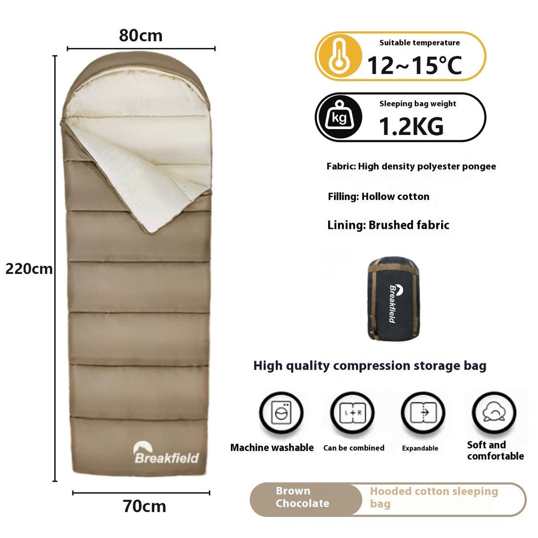 Thickened Waterproof Cotton Four-Season Camping Sleeping Bag