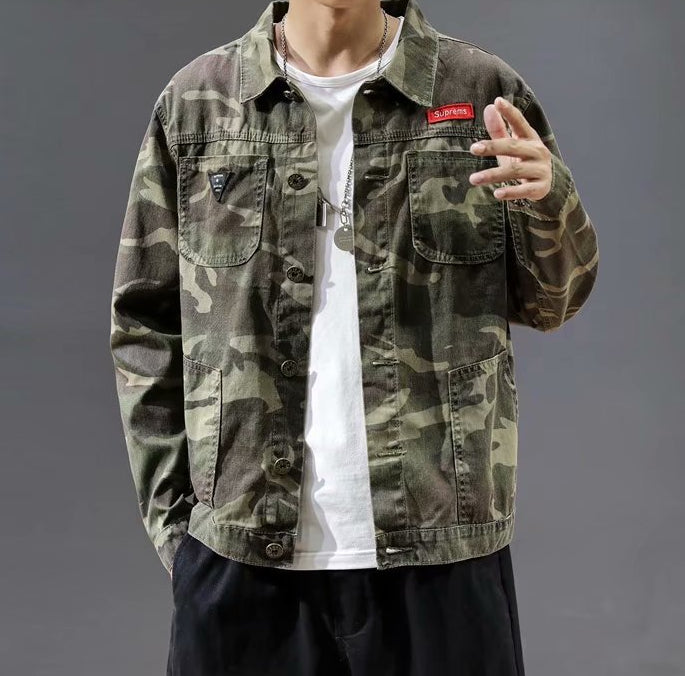 Men’s Fashion Camouflage Polo Collar Jacket Stylish Wear