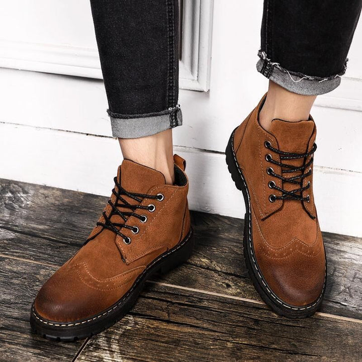 Men’s Sand Color High-Top Hiking Boots