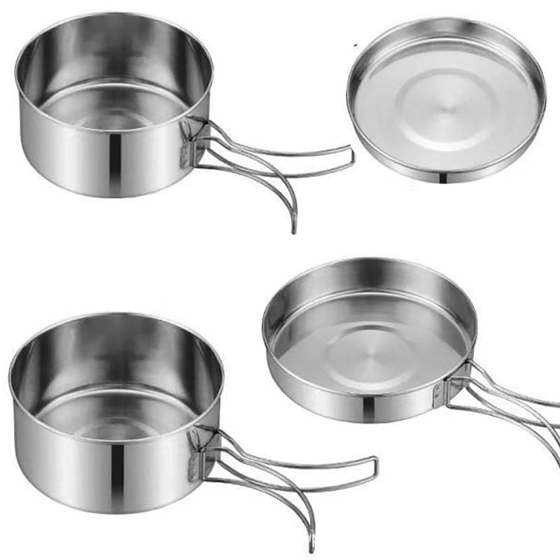Portable Stainless Steel Camping Cookware Set