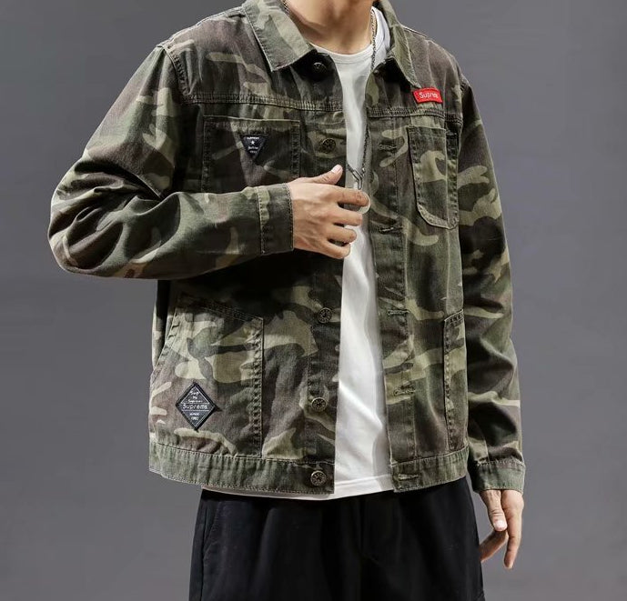 Men’s Fashion Camouflage Polo Collar Jacket Stylish Wear