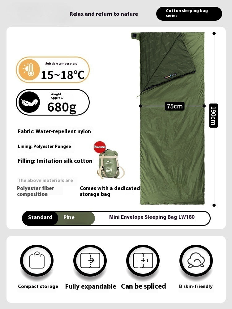 Summer Envelope Sleeping Bag Portable Camping Quilt