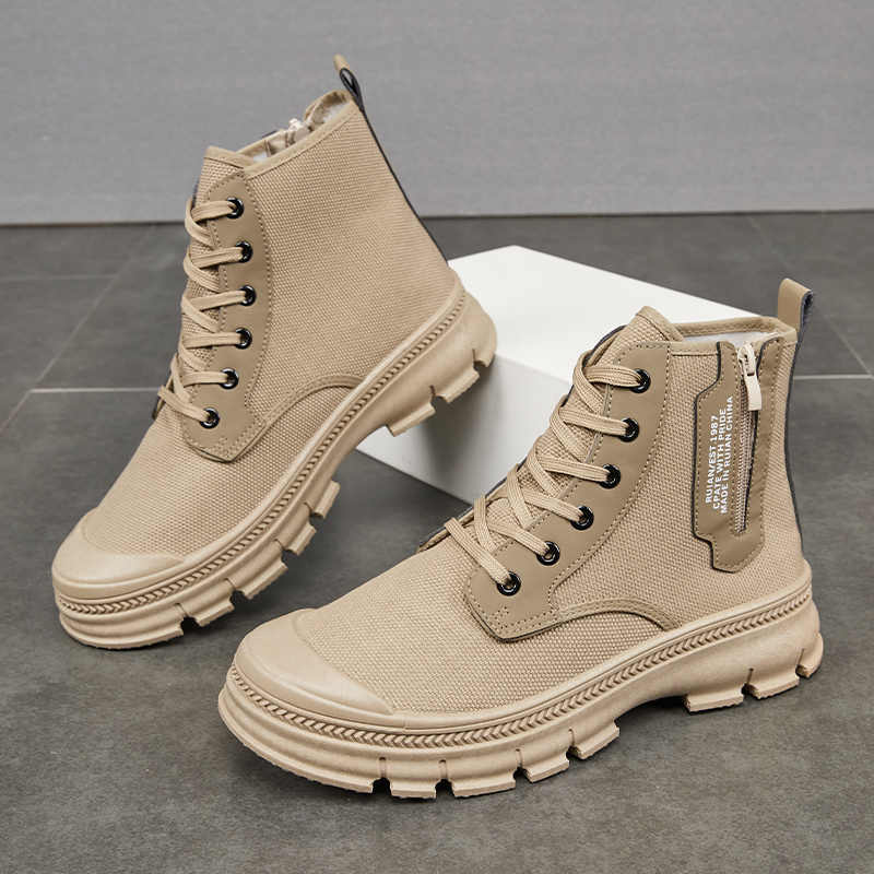 Men’s High-Top Hiking Boots Side Zipper Work Shoes