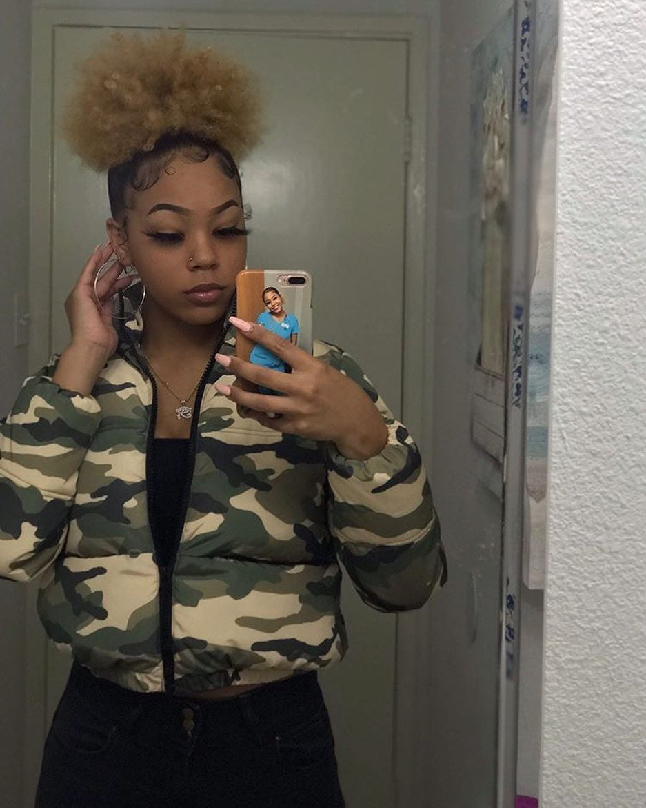 Army Green Camouflage Down Jacket Warm Outdoor Coat