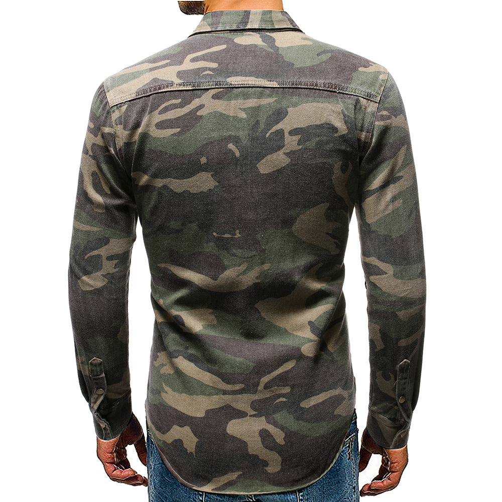 Long Sleeve Camouflage Denim Jacket Casual Wear