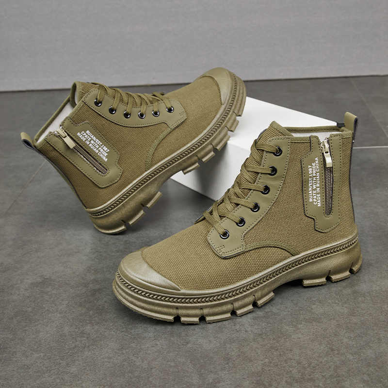 Men’s High-Top Hiking Boots Side Zipper Work Shoes