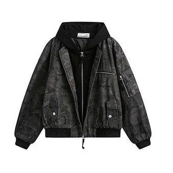 Women Retro Camouflage Loose Workwear Jacket Coat