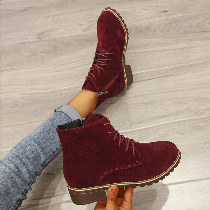 Women Round Toe Martin Short Boots