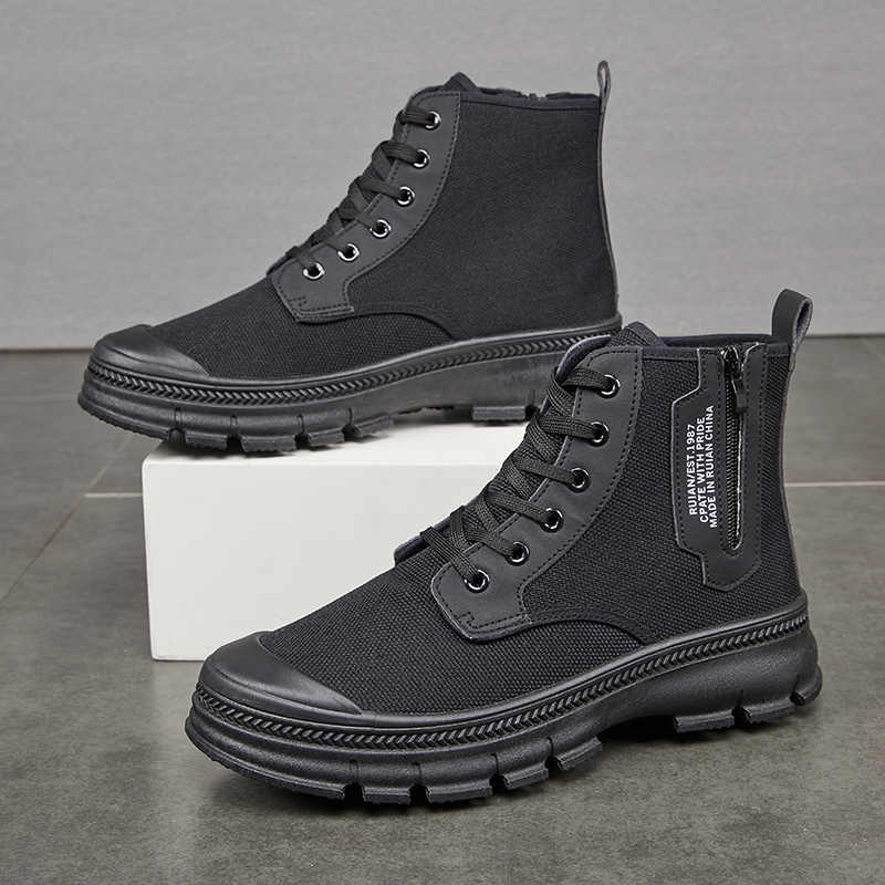 Men’s High-Top Hiking Boots Side Zipper Work Shoes