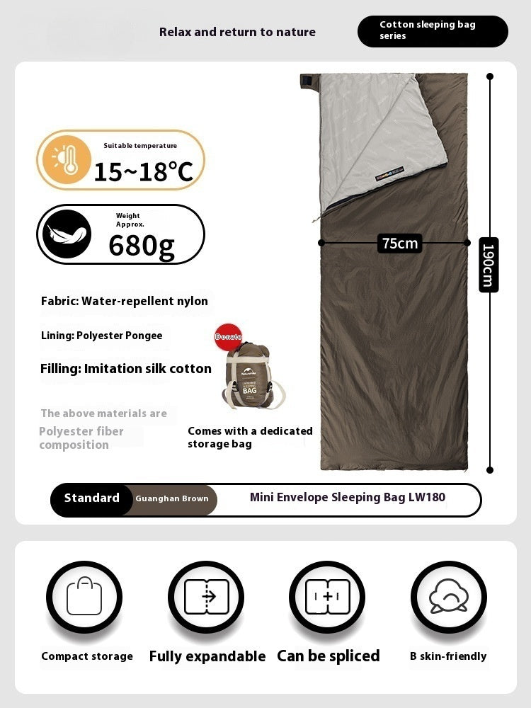 Summer Envelope Sleeping Bag Portable Camping Quilt