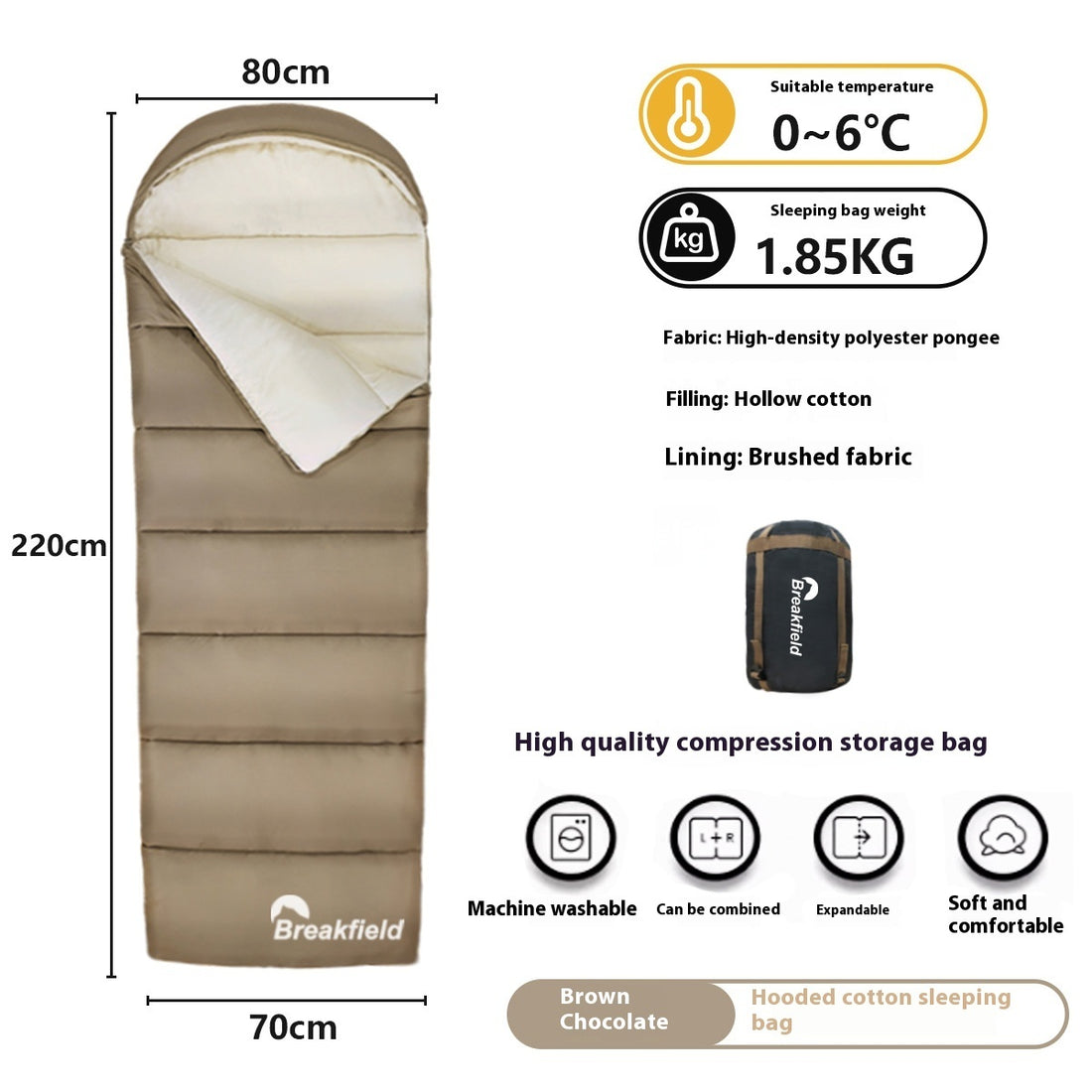 Thickened Waterproof Cotton Four-Season Camping Sleeping Bag