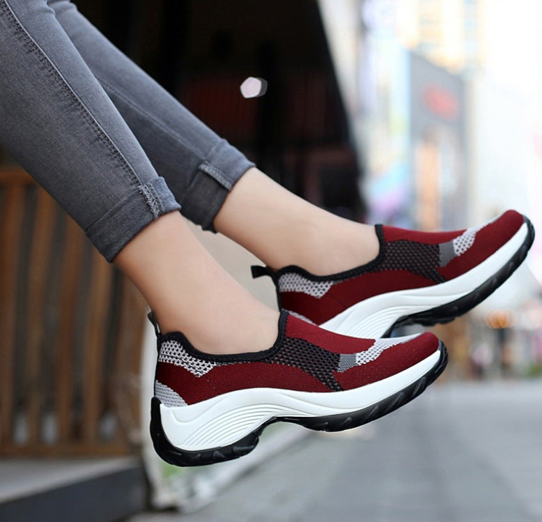 Women Slip On Thick Sole Casual Sneakers Outdoor Hiking Shoes