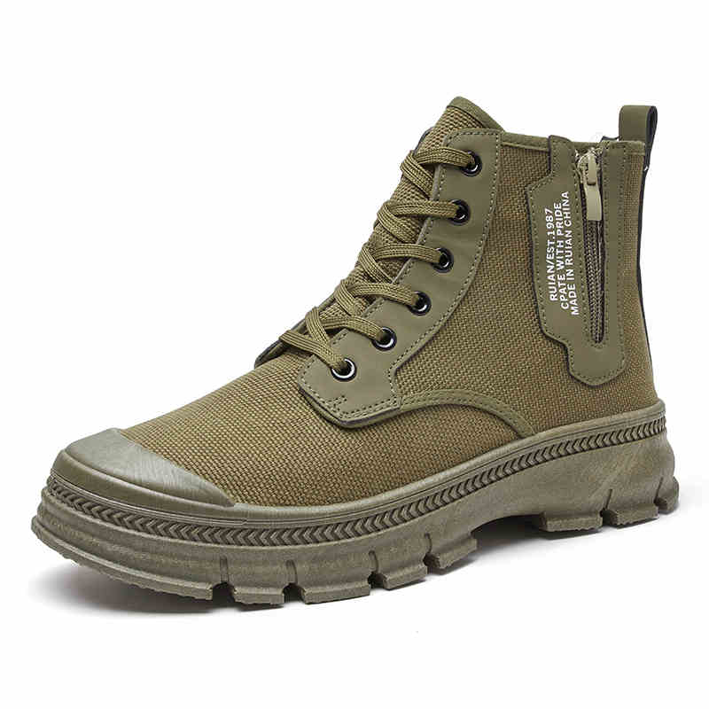 Men’s High-Top Hiking Boots Side Zipper Work Shoes
