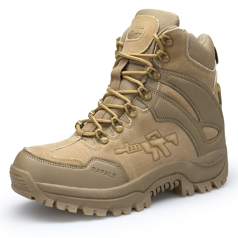 Men’s Sand Color High-Top Hiking Boots