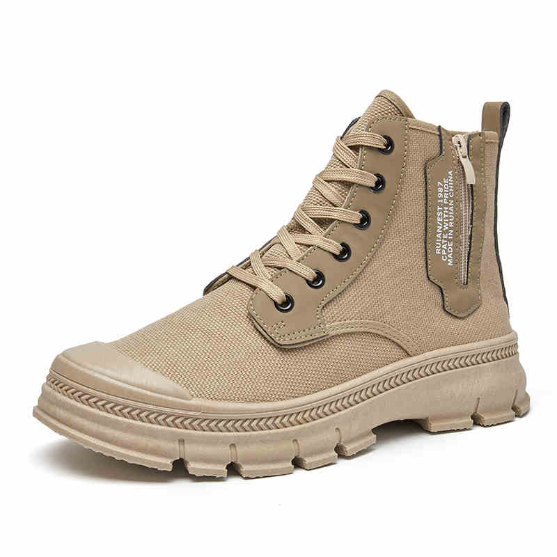 Men’s High-Top Hiking Boots Side Zipper Work Shoes