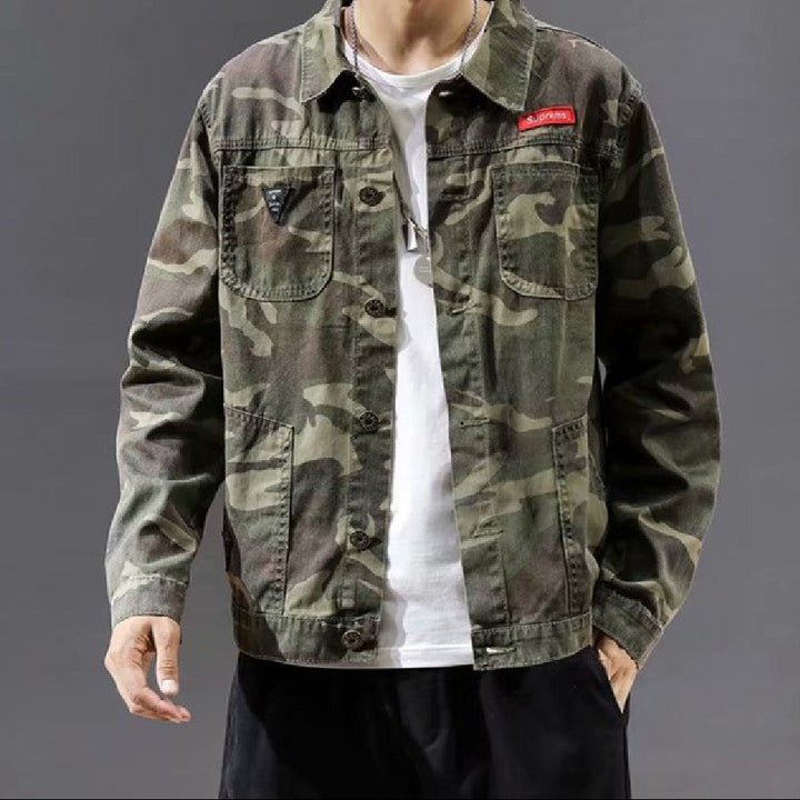 Men’s Fashion Camouflage Polo Collar Jacket Stylish Wear
